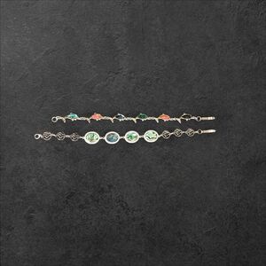 Chic Silver Tone Faux Mother of Pearl Dolphin & Oval 9" & 8" Bracelet Set